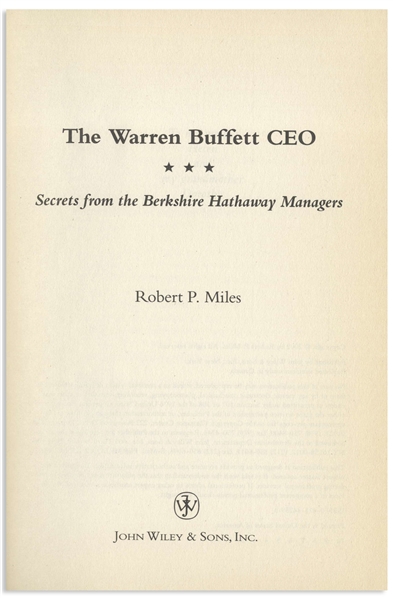 Warren Buffett Signed First Edition of ''The Warren Buffett CEO''